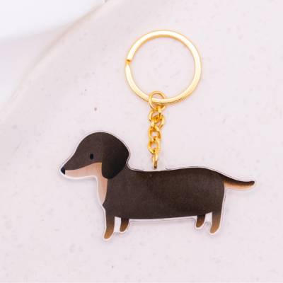 Schlüsselanhänger Dackel Hund aus Acryl Geschenk Hunderasse Keychain - Geschenk Wohnung Schlüssel Tier - Geschenk Freund