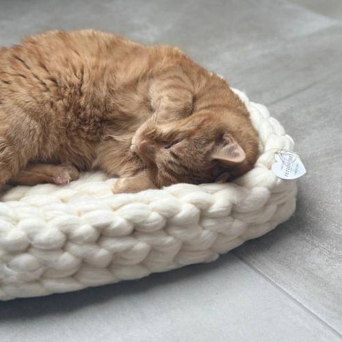 Eckiger Katzenkorb Amelie | Katzenkörbchen | Katzenkorb aus Biobaumwolle | Katzenbett vegan