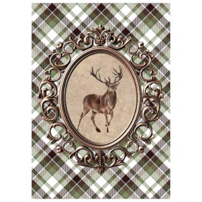 Bastelpapier - Decoupage-Papier - A4 - Softpapier - Vintage - Weihnachten - Hirsch - rustikal - Karo - 13444