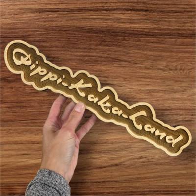 Holzschild "Pippi-Kaka-Land" Bad Dekoration WC Klo Badezimmer Geschenk für Freunde gelasert