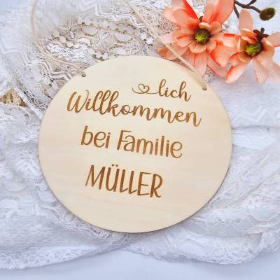 Holzschild Familie | Willkommensschild | Türschild Familie | Geschenk zum Einzug | Herzlich Willkommen | personalisiert
