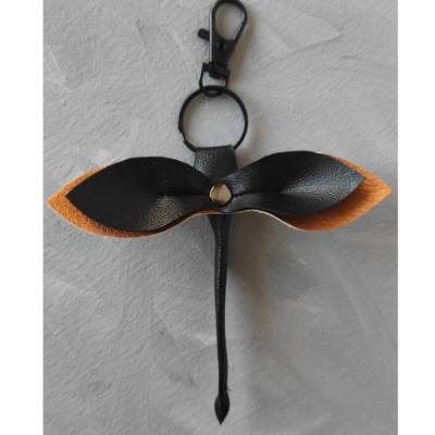 Libelle - Taschenbaumler, Schlüsselanhänger, Taschenanhänger aus Kunstleder in Schwarz und Kupfer