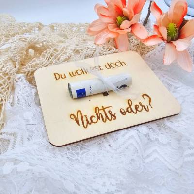 Geldgeschenke für jeden Anlass | Postkarte aus Holz | Du wolltest doch nichts | Karte aus Holz | Geburtstag 