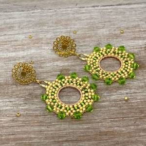 Boho-Ohrringe gold-grün - Geschenk