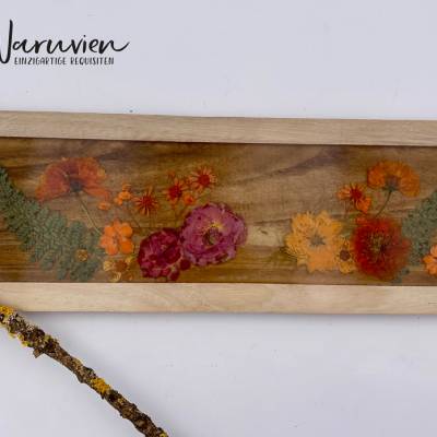 Resin Art * Holzschale * Tablett * Ablage mit Trockenblumen