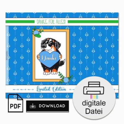 Schokolade Bandrolle Verpackung "Danke" Blau mit Berner PDF zum Download