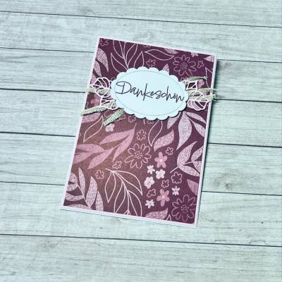 Grußkarte Glückwunschkarte „Dankeschön“ Dankeskarte Danke Blätter Blumen lila schlichte Karte Cards Handmade Stampin‘Up!