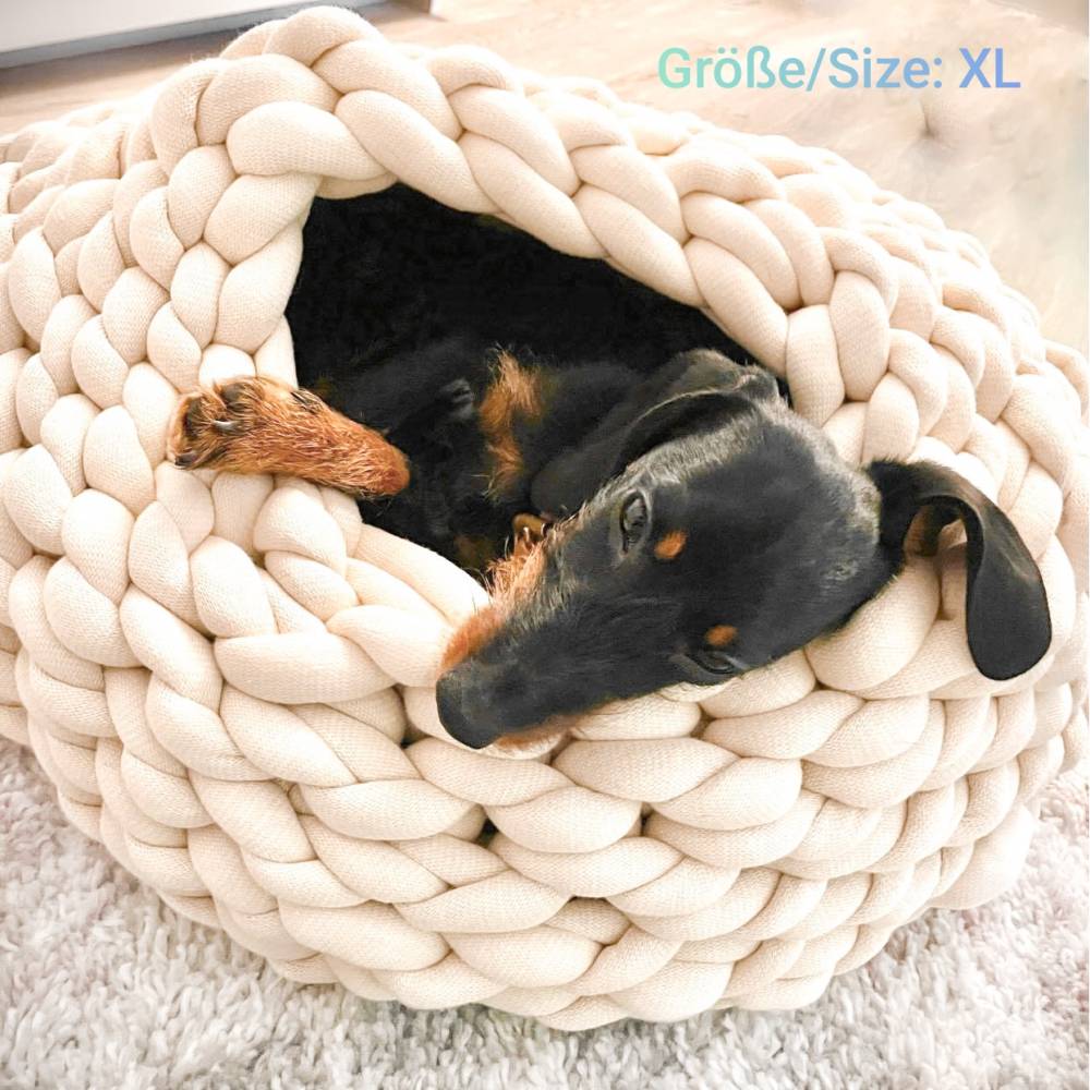 Hundehöhle  Emma aus XXL Garn I Hundekorb I Höhle für kleinere Hunde I Hundekörbchen Bild 6