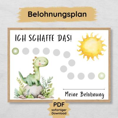Dinosaurier Belohnungsplan für Jungen zum Ausdrucken, Dino Belohnungstafel für Kinder zur Motivation