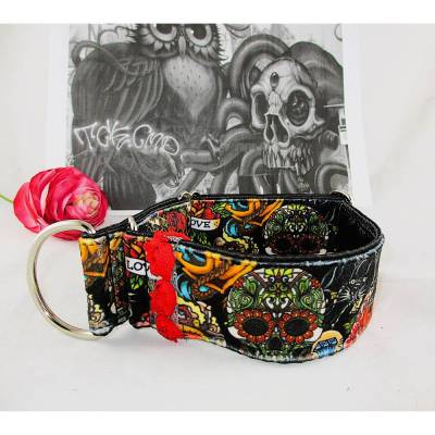 Windhundhalsband "Tattoo" Hundehalsband Galgo Podenco Saluki verstellbar Martingale mit Zugstopp