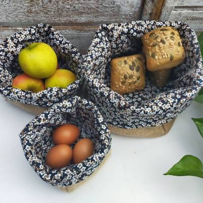 Allzweckkörbchen / Brötchen-Frühstückskörbchen / Utensilo aus Kaffeesack
