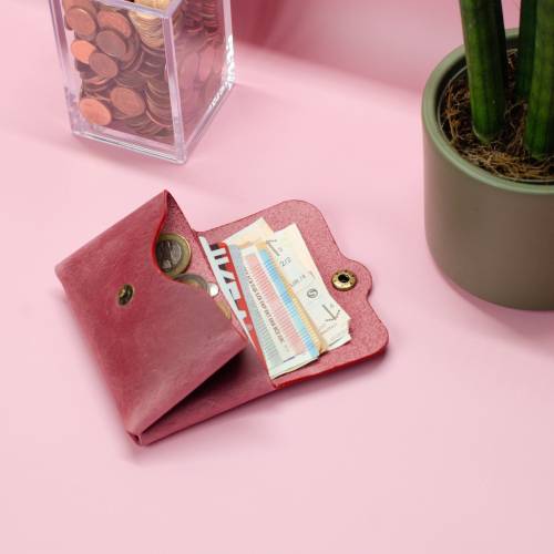 Minimalistischer Leder Geldbeutel. Kleine Ledergeldbörse. Schlanke Brieftasche.Geldbeutel für Damen.