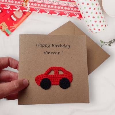 Personalisierbare Glückwunschkarte mit Auto – Für Kindergeburtstag, Führerschein & Geldgeschenk