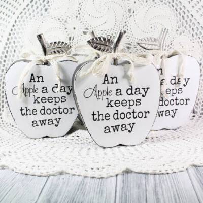 Holzapfel Vintage Shabby Boho Holzschild Apfel Holz Wood Nostalgie Bild Schild Deko Romantisch Vintage Deko Chic