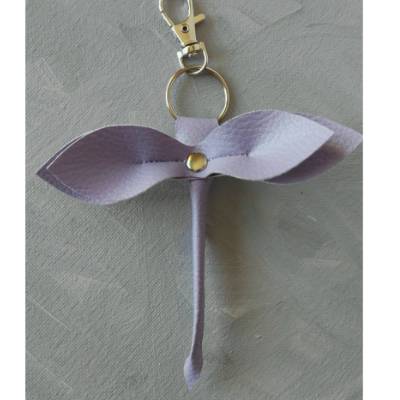 Libelle - Taschenbaumler, Schlüsselanhänger, Taschenanhänger aus Kunstleder in Flieder mit Silber