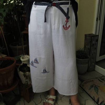 " Leinen los " maritime Damen -  Sommerhose ( Culotte )Größe 52
