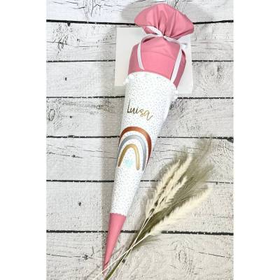 Mädchen Schultüte aus Stoff Regenbogen personalisiert 70 cm