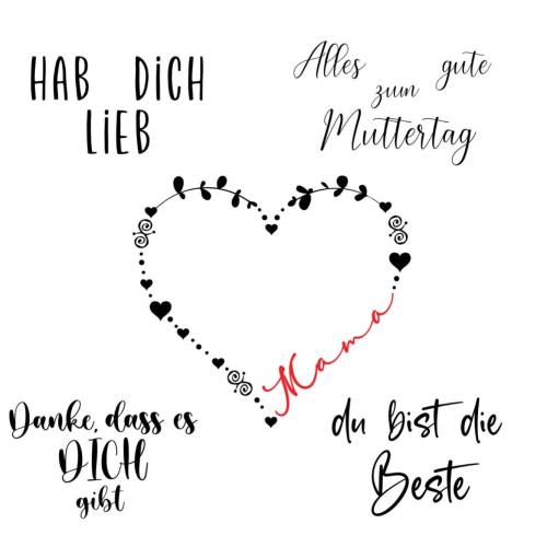 PLOTTERDATEI MUTTERTAG | Herz mit MAMA | Herzkranz | Texte wie Alles gute zum Muttertag | du bist die Beste | Hab Dich L