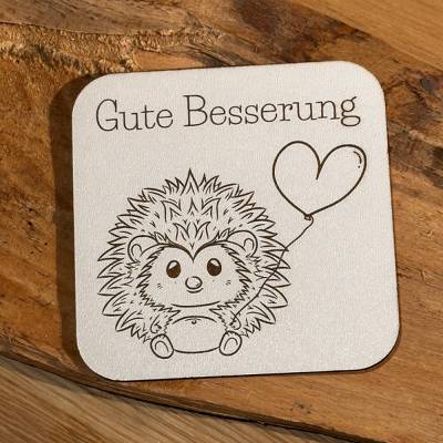 Gute Besserung Grußkarte, Untersetzer, zur Genesung, Igel mit Herz