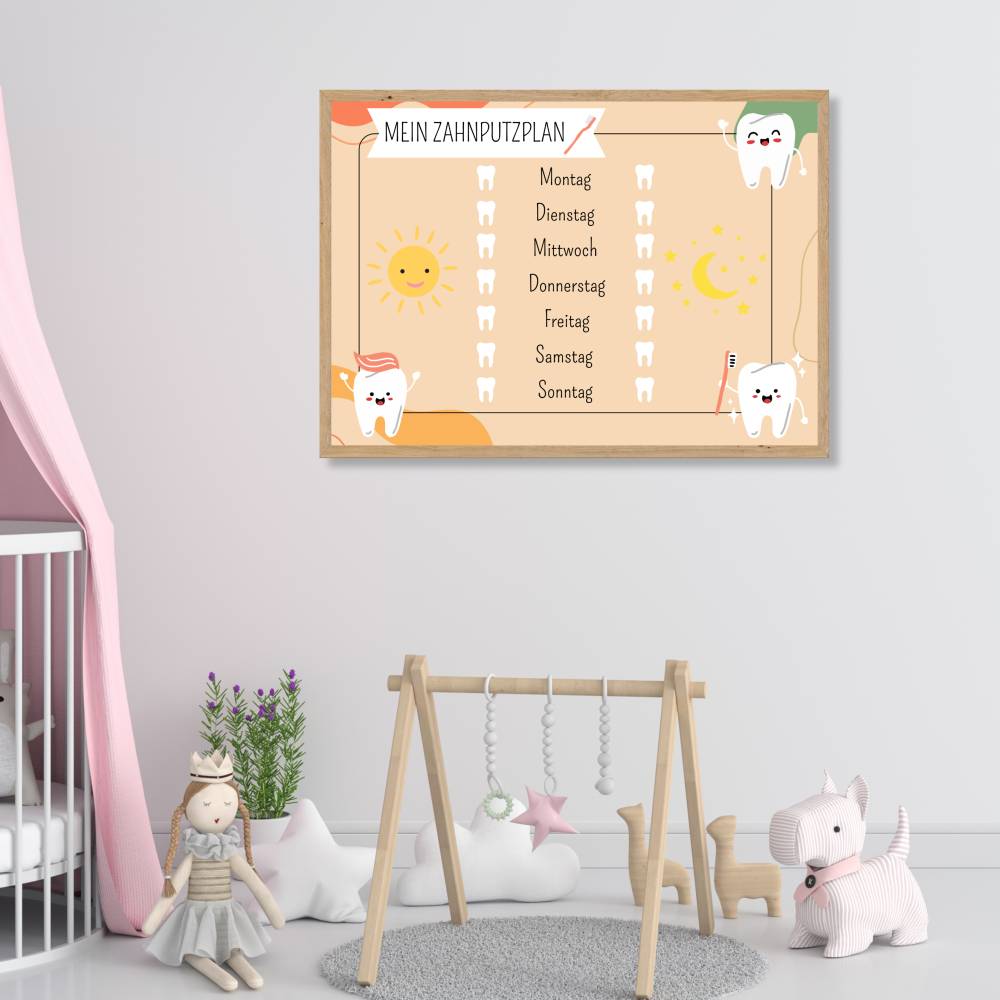 Zahnputzplan für Kinder als Motivation zum täglichen Zähne putzen, wöchentliche Zahnputzroutine Bild 5