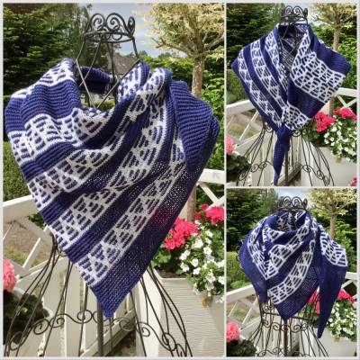 Stricktuch / Dreieckstuch  *PETITE DUETT* mit schönen Musterstreifen