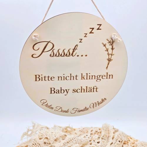 Geschenk zur Geburt | Türschild Familie | Nicht klingeln | Baby schläft | Türschild Haustür | personalisiert