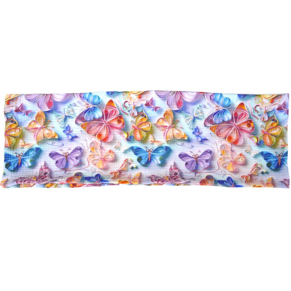 Musselin Loop Schal Damen – Bunter Schmetterlings-Loop aus Double Gaze Baumwolle Bild 4