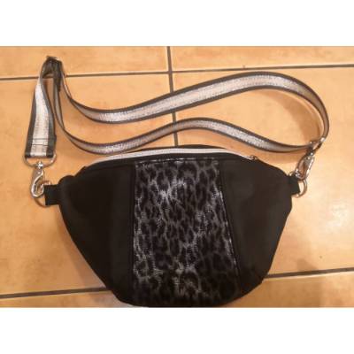 T-SB0023 Echtleder-Bodybag Slingbag Bauchtasche schwarz -handmade
