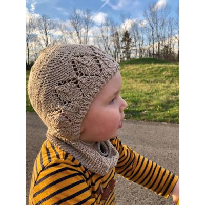 Leichte Babymütze Kindermütze Bonnet Babyhaube Frühlingsmütze handgestrickt mit Muster aus 100% Baumwolle