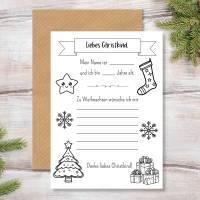 Wunschzettel für Kinder zu Weihnachten, Brief an das Christkind zum Ausdrucken und Ausmalen