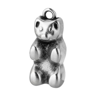 Zamak-Anhänger Teddybär / Gummibär antik silber 9,4x21mm 999° versilbert hübscher Kettenanhänger