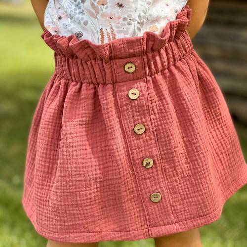 Musselin Rock im Paperbag Stil mit Knopfleiste