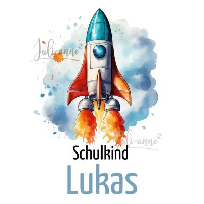 Bügelbild SCHULKIND SPACE - Rakete