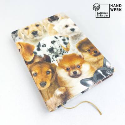 Notizbuch, Hunde Welpen, DIN A5, 150 Blatt, handgefertigt