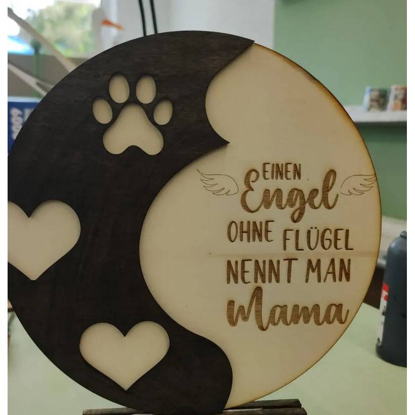 Holz Deko Aufsteller 27cm rund aus Holz mit Spruch in 3D