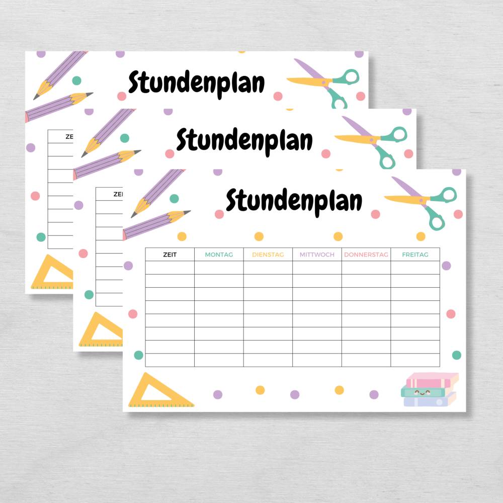Stundenplan für Kinder zum Ausdrucken, Stundenpläne für Grundschulkinder Bild 3