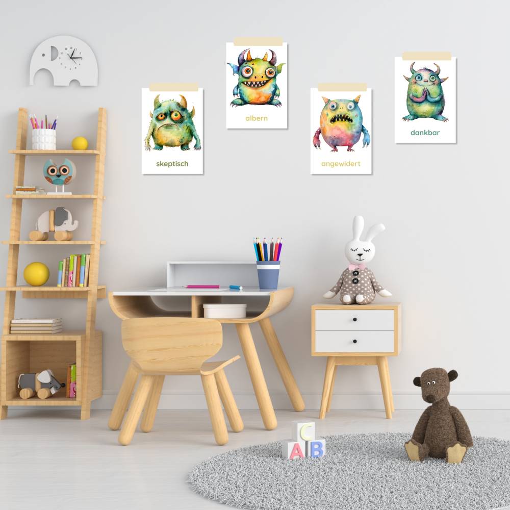 26 Monster Gefühlskarten für Kinder zum Ausdrucken, Emotionen lernen Bildkarten Bild 7