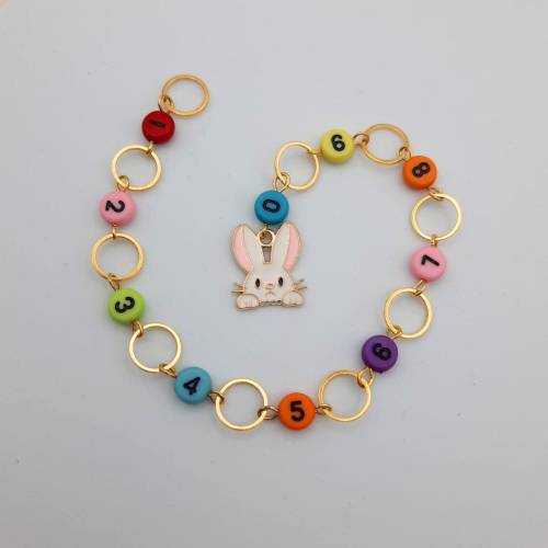 Reihenzähler Kette stricken, Maschenmarkierer Set Deutschland, nummerierter Reihenzählerkette Osterhase pink Ostereier
