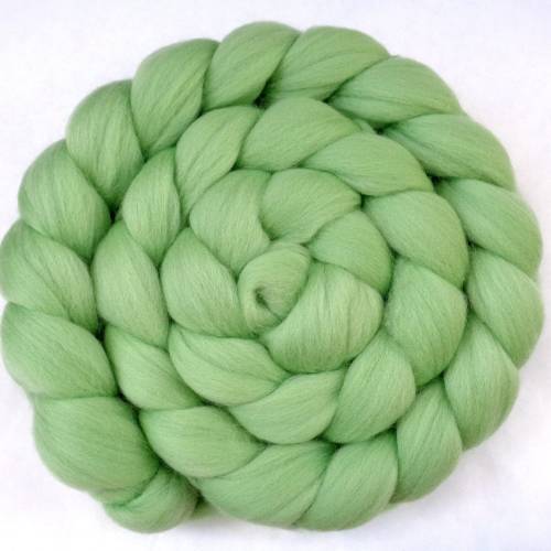 Merinowolle 20 Mikron Kammzug pastellgrün, Spinnwolle, Filzwolle pistaziengrün, Wolle für Dreadlocks 100g