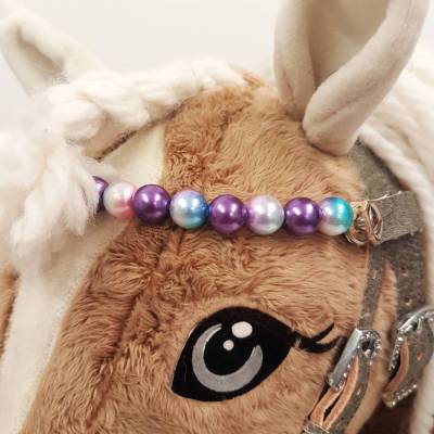 Stirnriemen Hobby Horse lila rosa Stirnriemen für Zaumzeug Trense 