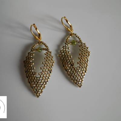 Ohrring Gold Messing Peyote