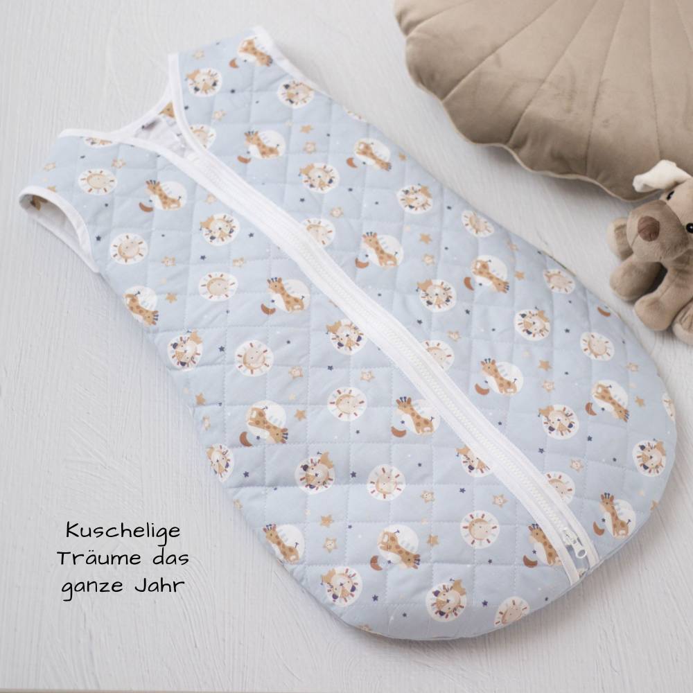 Babyschlafsack, Schlafsack fr Kinder, Ganzjahres Schlafsack,  Baumwollschlafsack gesteppt, hellblau
