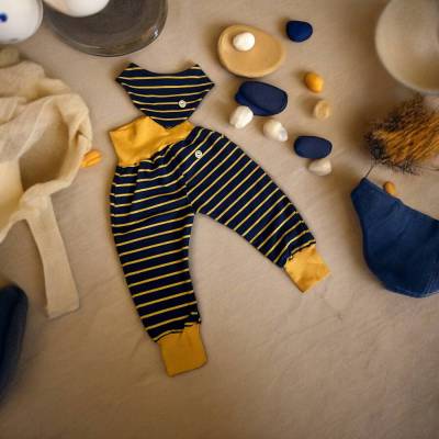 Set Baby Hose Halstuch schlicht Geschenk Junge Geburt Pumphose marine senfgelb Babyhose cool Junge Pumphose Jersey beque