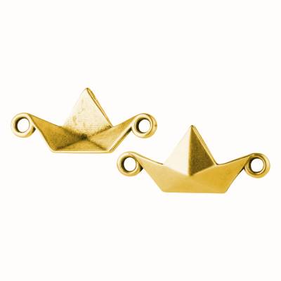 Zamak-Verbinder Origami Boot gold 19x8,4mm 24k vergoldet für Freundschaftsarmband Makramee
