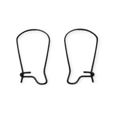 2 Kidney- Ohrhaken, 15x12x0,7mm, Edelstahl schwarz