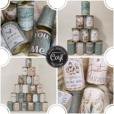 Hochzeitsdosen Autodosen Girlande Banderolen editierbar und druckbar | DIY | Hochzeitsdekoration