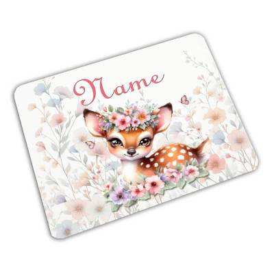 Vesperbrett mit Name / Reh / personalisierbar / personalisiert / Frühstücksbrett / Brotzeitbrett Kinder