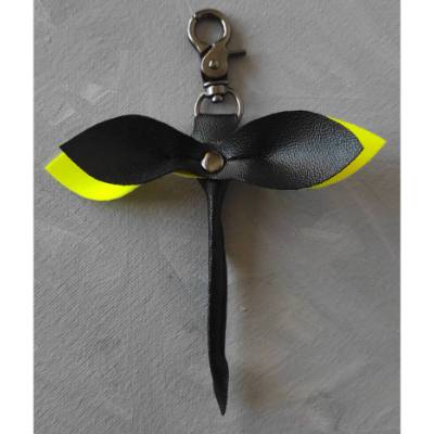 Libelle - Taschenbaumler, Schlüsselanhänger, Taschenanhänger aus Kunstleder in Schwarz und Neongelb