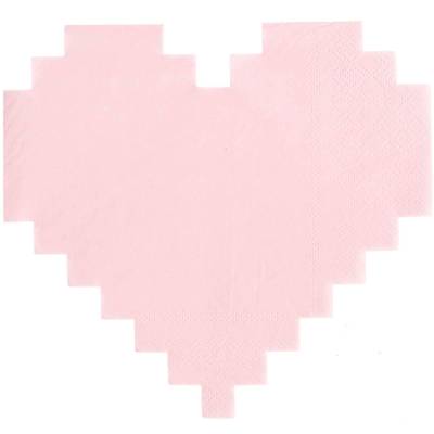Servietten Pixel Herzen rosa 20 Stück
