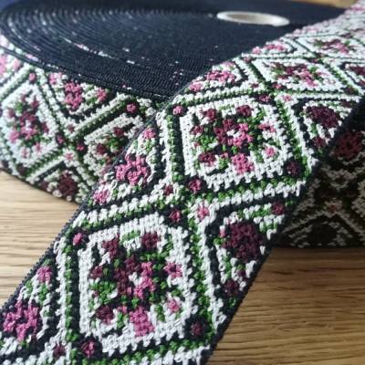 1 m elastisches Jacquardband / Gummiband / Trachtenband/ Stretchband)/ dehnbare Borte für Trachtengürtel